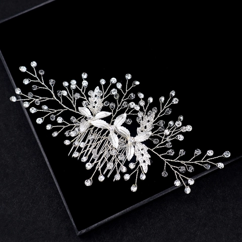 Legierung Blatt Strass Braut Haarkamm Handgefertigte Silber Gold Zweig Hochzeit Kopfschmuck Für Damen Party Schmuck Zubehör