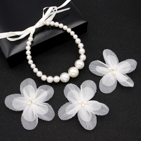 Koreanischer Stil Braut Hochzeit Kopfschmuck Künstliche Perle Legierung Stirnband Blume Haarspangen Kombination Set Damen Kinder Accessoires