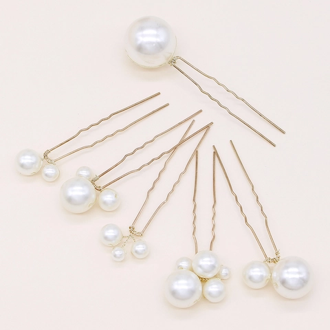 Eleganti Forcine per Capelli a Forma di U in Lega con Perle Artificiali per Donna Accessori per Capelli da Sposa Matrimonio