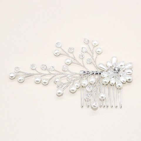 Handgefertigt Legierung Blume Braut Haarkamm Mit Künstliche Perle Strass Hochzeit Kopfschmuck Für Damen Elegant Accessoire