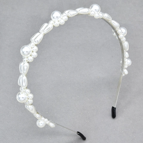Elegante Cerchietto Sposa con Künstliche Perle e Cristalli Fascia per Capelli in Metallo Argentato per Matrimonio Festa Donna Accessori Capelli