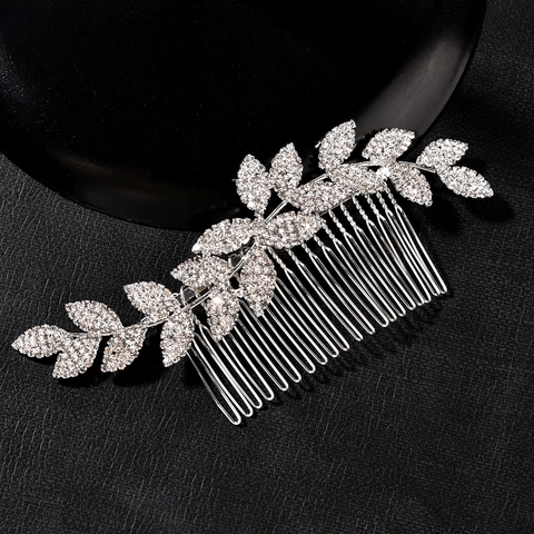 Eleganter Legierung Strass Blatt Braut Haarkamm Wellenform Kristall Hochzeit Bankett Party Haarschmuck Damen