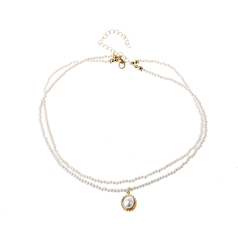 Elegante Doppelschichtige Künstliche Perlenkette Mit Ovalem Anhänger Vintage Braut Hochzeitsschmuck Für Damen Faux Künstliche Perlen Halskette