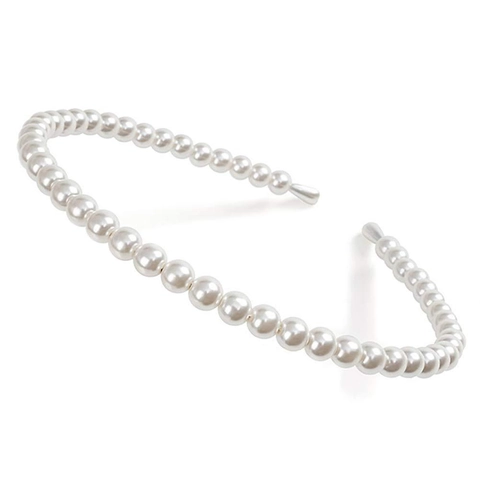 Elegante Cerchietto con Perle Artificiali Bianche Minimalista in Lega d'Argento a Forma di U per Donna Accessori per Capelli Matrimonio