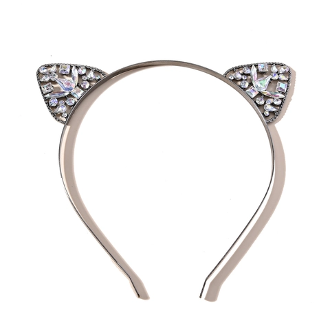 Serre-tête Oreilles de Chat en Alliage Strass Bandeau Étincelant Accessoire Fête de Noël Style Occidental Motif Animal Bijoux Femme Cadeau