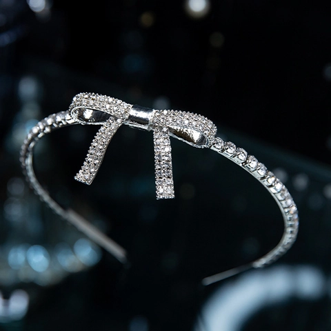 Bridal Rhinestone Bowknot Headband And Hair Clip Alloy Luxurious Wedding Party Hair Accessories For Women