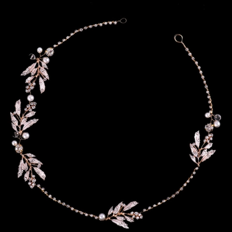 Cerchietto per Capelli da Sposa in Stile Coreano in Lega a Foglia con Strass e Perla Artificiale Accessori per Donna Gioielli per Feste