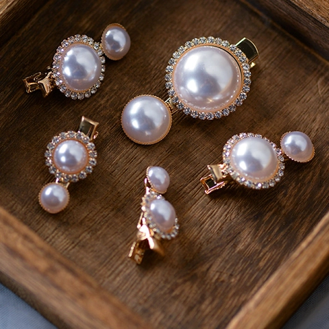 Elegante Set Di Fermagli Per Capelli Laterali In Stile Coreano Con Künstliche Perle Sintetiche E Strass Forcine In Lega Oro Argento