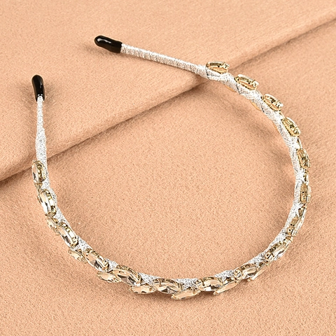 Luxury Marquise Crystal Bridal Headband Handmade Wire Wrapped Wedding Hair Accessories For Women Party Elegant Hair Hoop