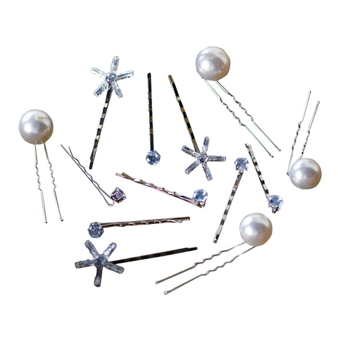 Collection de Barrettes en Alliage Élégante Avec Épingles à Cheveux Perles Artificielles Strass Mariée Bijoux