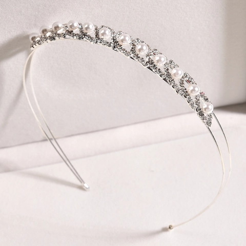 Elegantes Legierung Strass Künstliche Perle Zweischichtig Braut Stirnband Haarreif Für Damen Hochzeit Bankett Party Haarschmuck Zubehör