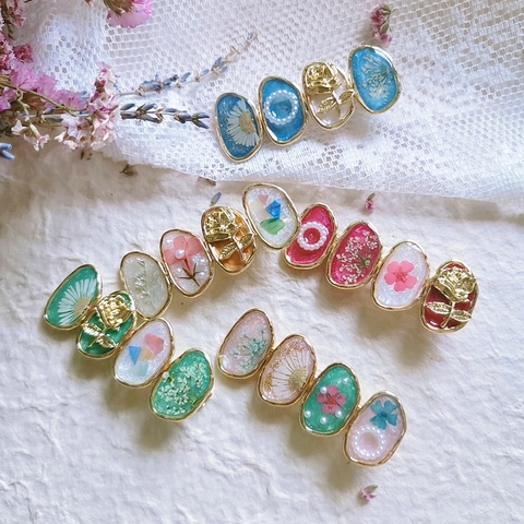 Handmade Real Dried Flower Resin Hair Clip For Women Vintage Floral Duckbill Clip With Artificial Pearl Metal Rose Hair Jewelry
