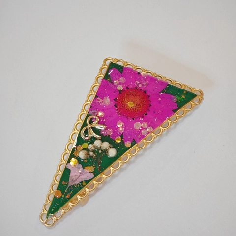 Vintage Handgefertigte Harz Haarklammer Echte Trockenblume Waldgrün Legierung Haarnadel Für Damen Ästhetischer Blumenschmuck