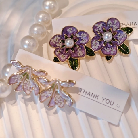 Orecchini a Bottone Fiore Elegante Vintage Resina Fiore Secco Con Perno in Argento Sterling 925 Gioielli da Donna