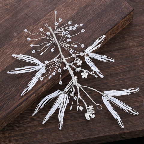Handmade Bridal Hair Vine Wedding Headpiece White Artificial Pearl Bead Alloy Wire Flower Hair Clip Elegant Party Jewelry