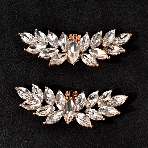 Detachable Alloy Rhinestone Shoe Clips Bridal Wedding High Heels Decoration Marquise Leaf Design Fashion Shoes Accessories For Women