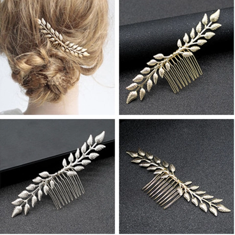 Pettine per Capelli in Lega con Ramo di Foglie Vintage per Donna Oro Argento Foglia di Salice Metallico Sposa Fascia per Capelli Matrimonio Festa Accessori per Capelli