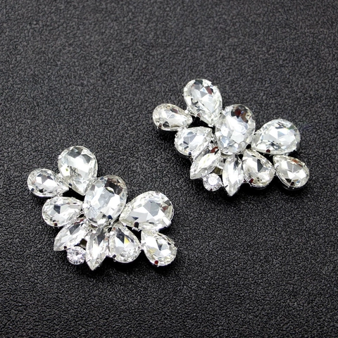Eleganti Fibbie per Scarpe in Lega di Cristallo a Fiore Clip Decorative con Strass Brillanti per Scarpe da Sposa Tacchi Alti Donna
