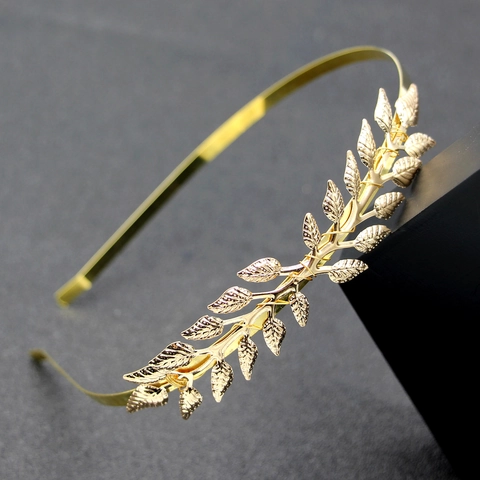Serre-tête en Fer avec Feuilles d'Or et d'Argent Style Grec pour Femmes Filles Mariage Mariée Fête Accessoires de Cheveux Baroques