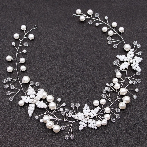 Tralcio per Capelli da Sposa Fatto a Mano Elegante Cerchietto con Perle Artificiali e Strass Floreale per Matrimonio Festa Donna Gioielli