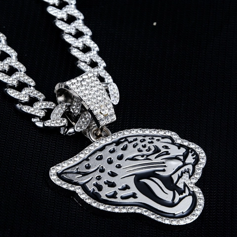 Men Iced Out Leopard Head Pendant Necklace Hip Hop Alloy Rhinestone Enamel Cuban Link Chain Jewelry For Party Gifts