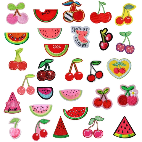 Cartoon Fruit Embroidery Patches Iron On Sew On Watermelon Cherry Appliques For DIY Clothing Backpack Decoration Accessories