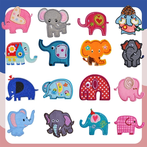 Cartoon Elephant Embroidery Patches DIY Applique Iron On Sew On Patches For Clothing Backpack Shoes Hat Repair Decoration Animal Patches