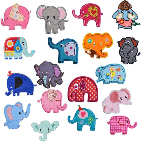Cartoon Elephant Embroidery Patches DIY Applique Iron On Sew On Patches For Clothing Backpack Shoes Hat Repair Decoration Animal Patches
