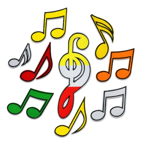 Musical Note Embroidery Patch Polyester Decorative Iron On Applique For Clothing Bag Hat DIY Craft Musical Symbol Patch