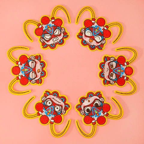 Cartoon Monkey King Beijing Opera Mask Embroidery Patch Chinese Style Iron On Patch For Clothing DIY Decor Applique