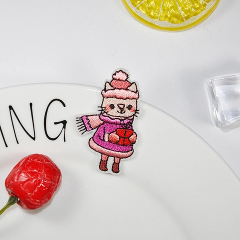 Christmas Cartoon Animal Embroidered Patches Polyester Computerized Embroidery Sewing Appliques For Clothes Bags DIY Decorations