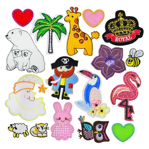 Cartoon Animal Flower Embroidery Patches DIY Clothing Accessories Polyester Sew On Iron On Embroidered Decorative Repair Patches