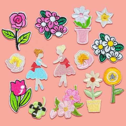Exquisite Embroidered Flower And Cartoon Ballet Girl Patches Polyester Sewing Applique For DIY Clothing Decor Accessories