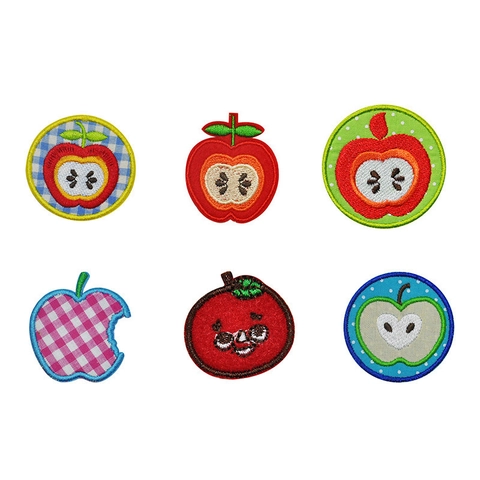Parches Bordados de Manzana de Dibujos Animados para Decoración de Ropa DIY Apliques de Poliéster para Chaquetas Mochilas Niños