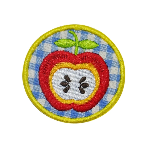Parches Bordados de Manzana de Dibujos Animados para Decoración de Ropa DIY Apliques de Poliéster para Chaquetas Mochilas Niños