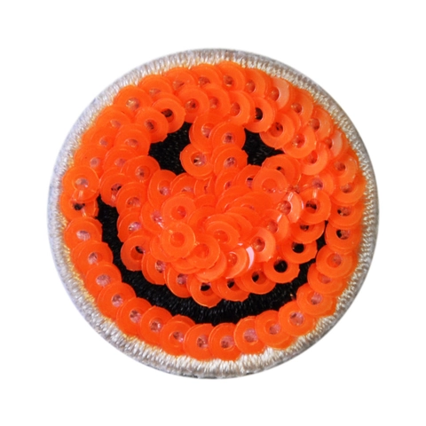 Pailletten Stof Borduurwerk Patch Rond Blij Gezicht Opstrijkbare Sticker Voor DIY Kleding Tassen Jassen Decoratieve Mode Applicatie