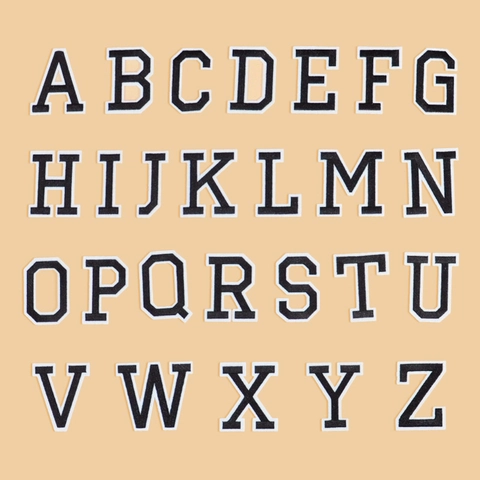Varsity Alphabet Embroidery Patches Iron On Alphabet Letters For Clothing DIY Sewing Decoration Black White Fabric Patches