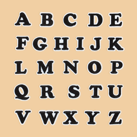 Varsity Alphabet Embroidery Patches Iron On Alphabet Letters For Clothing DIY Sewing Decoration Black White Fabric Patches