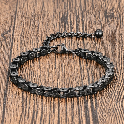 Pulsera Trenzada de Cuero Genuino y Acero Inoxidable 316L para Hombre Pulsera de Cadena de Engranaje Mecánico Punk Industrial