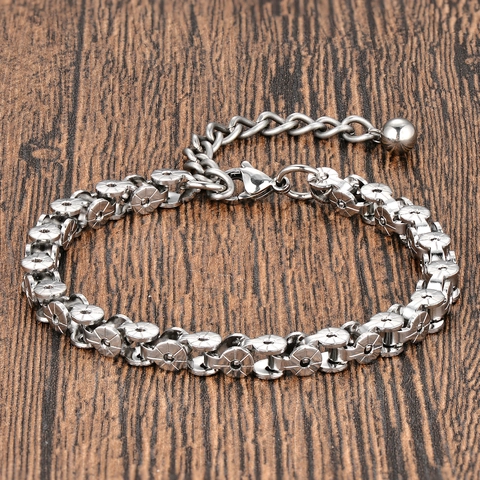 Pulsera Trenzada de Cuero Genuino y Acero Inoxidable 316L para Hombre Pulsera de Cadena de Engranaje Mecánico Punk Industrial