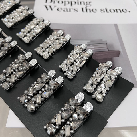 Lussuoso Fermaglio per Capelli a Becco d'Anatra in Lega con Zirconia e Perle Artificiali Accessorio per Capelli Vintage da Donna