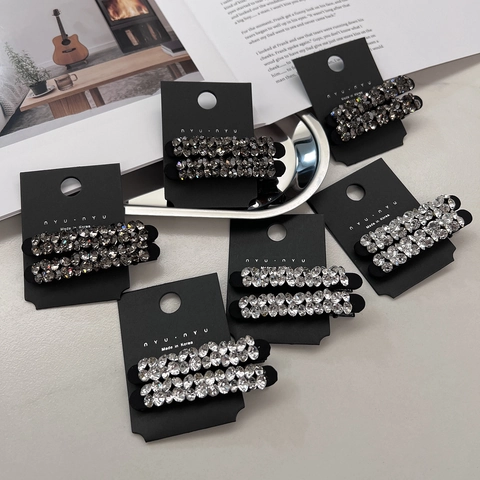 Pinza para el Cabello de Lujo con Doble Fila de Diamantes de Imitación Horquilla de Cristal Checo Accesorios de Moda