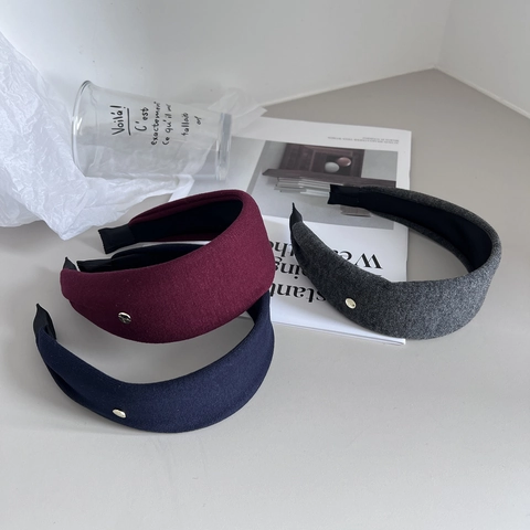 Damen Minimalistisch Stoff Haarreif Breit Einfarbig Strick Haarband Mit Metallknopf Elegant Täglich Haarschmuck