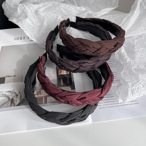Cerchietto Intrecciato Vintage per Donna in Tessuto Plissettato Fascia per Capelli Elegante Antiscivolo per lo Styling Quotidiano
