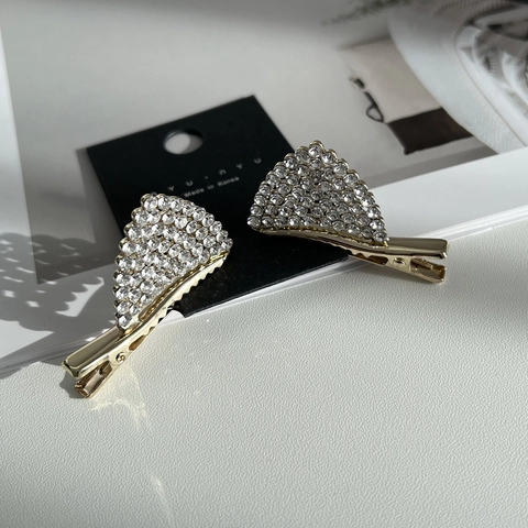 Pinza para el Cabello con Diamantes de Imitación Geométricos Elegantes Moda Coreana para Mujer Clip de Flequillo de Metal Dulce