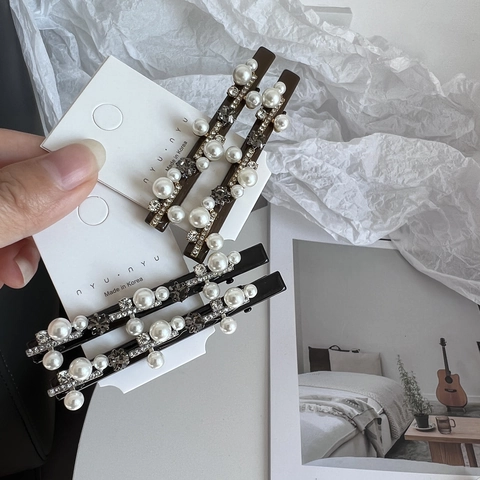 Koreanischer Stil Elegant Künstliche Perle Strass Haarklammer Set Luxus Small Fragrance Seite Bobby Pin Für Damen Haarschmuck