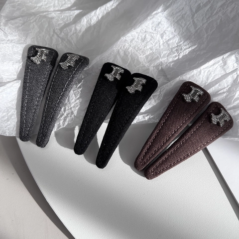 Pinzas para el Cabello Dulces de Estilo Coreano Envueltas en Tela Con Lazo y Perro de Strass Clips BB de Aleación Mujer