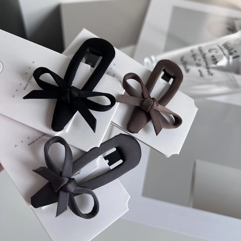 Stoff Schleife Haarspangen Elegant Seitenclip BB Clips Stirn Pony Koreanischer Stil Minimalistischer Haarschmuck Für Damen