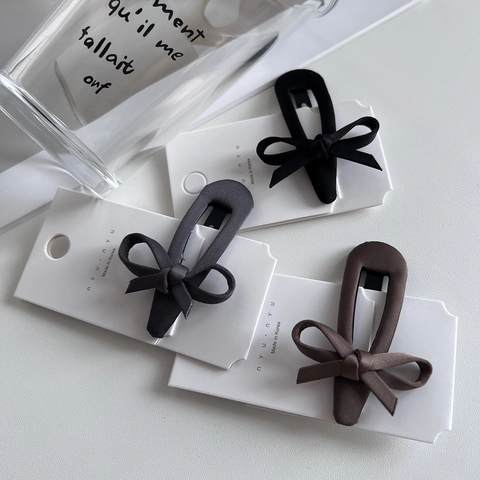 Stoff Schleife Haarspangen Elegant Seitenclip BB Clips Stirn Pony Koreanischer Stil Minimalistischer Haarschmuck Für Damen