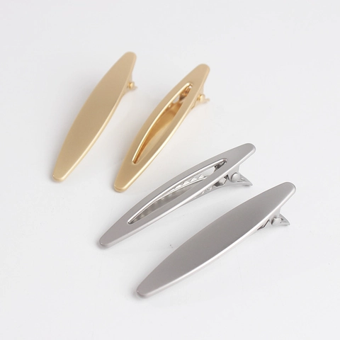 Minimalist Alloy Matte Geometric Hair Clip Women Simple Frosted Duckbill Clip Gold Silver Solid Hollow Hair Accessory